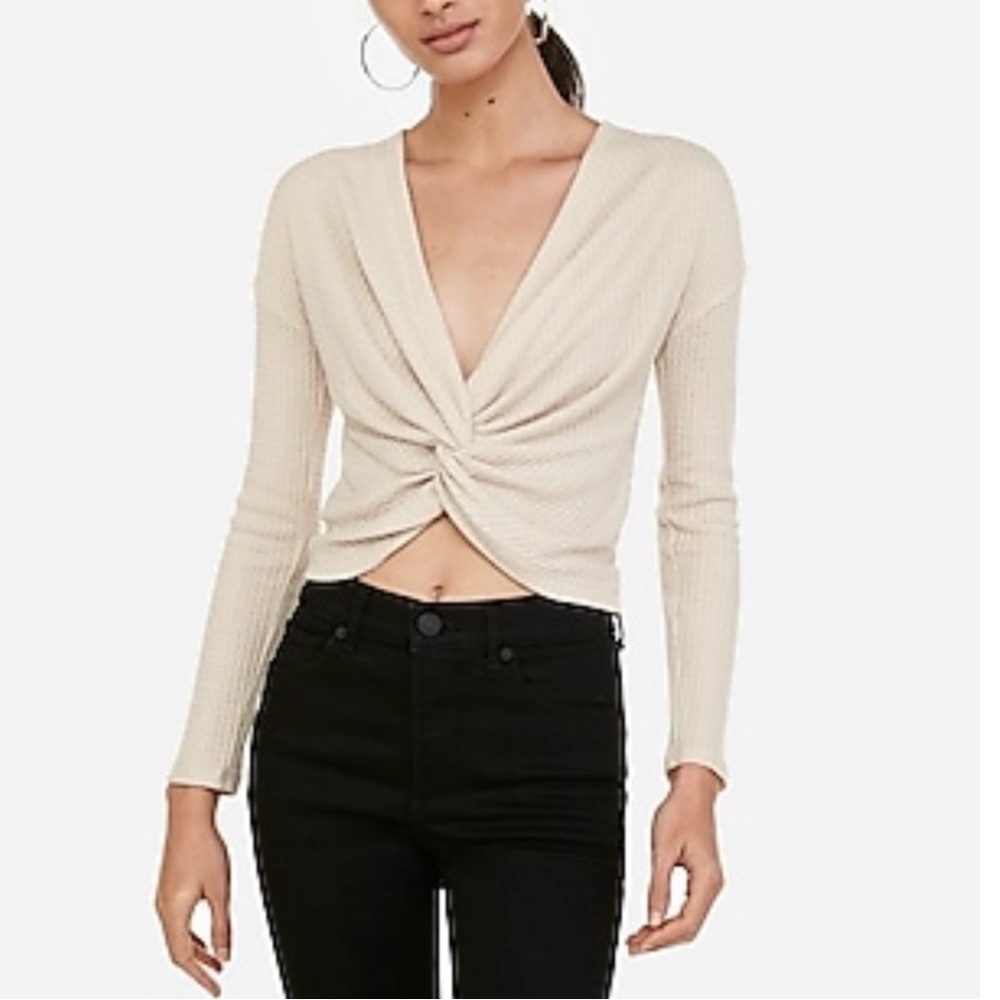 Express One Eleven Waffle Knit Crop Top